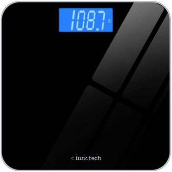 Innotech® Digital Bathroom Scale with Easy-to-Read Backlit LCD (Black)