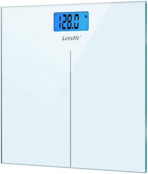 Letsfit Digital Body Weight Scale, Bathroom Scale with Large Backlit Display, Step-On Technology, High Precision Measurements, 400 Pounds 180kg Max, 6mm Tempered Glass