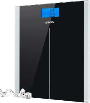 Etekcity EB9380H Digital Body Weight Bathroom Scale With Step-On Technology, 400 Lb, Body Tape Measure Included, Elegant Black